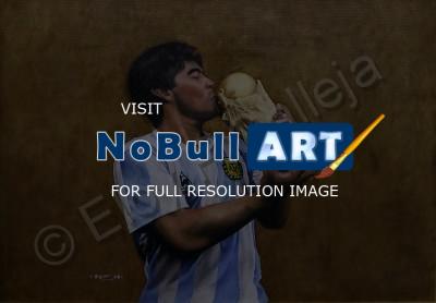 Lienzo - Diego Armando Maradona El Beso - Oil On Canvas